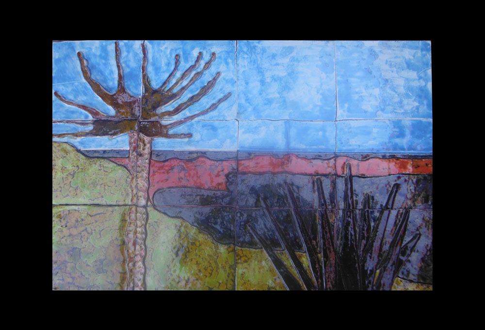 Painel cerâmico : Baía de Luanda com cactos I